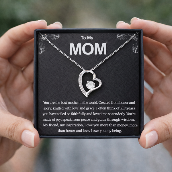 To My Mom — Forever Love Heart Necklace | Sentimental Jewelry Gift for Mother