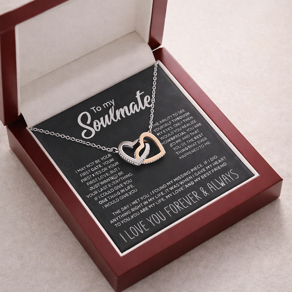To My Soulmate — Interlocking Hearts Necklace | Romantic Jewelry Gift for Girlfriend or Wife