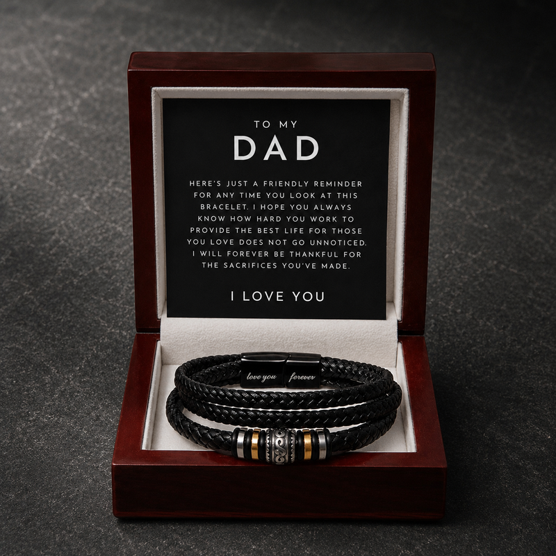To My Dad Bracelet – Love You Forever | Emotional Gift for Dad from Son or Daughter | Father’s Day, Birthday & Christmas Gift